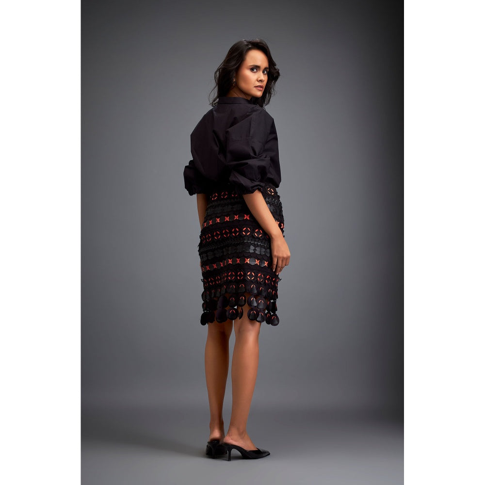 Deepika Arora Womens Self Design Orange Skirt