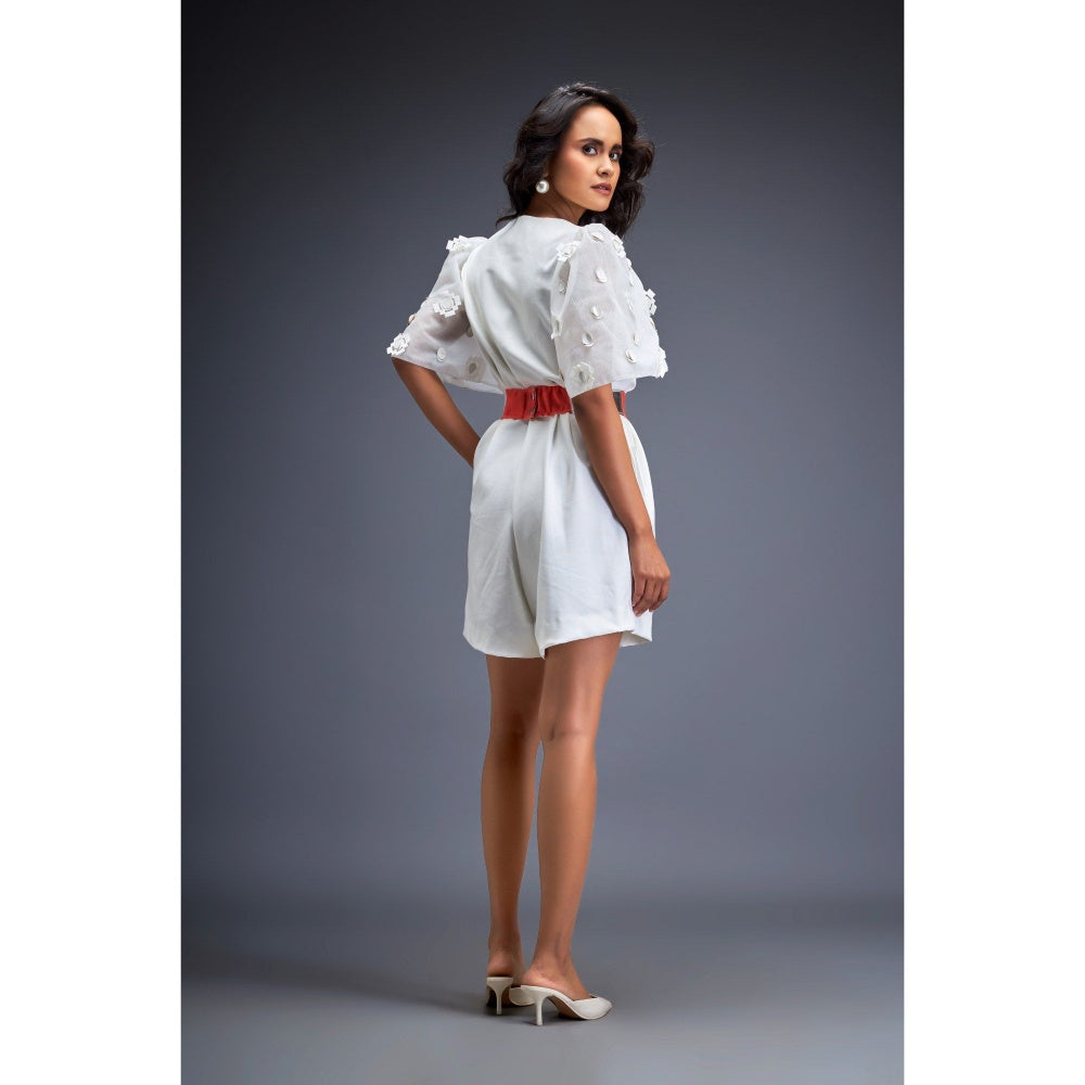 Deepika Arora Woemns White Playsuit with Belt