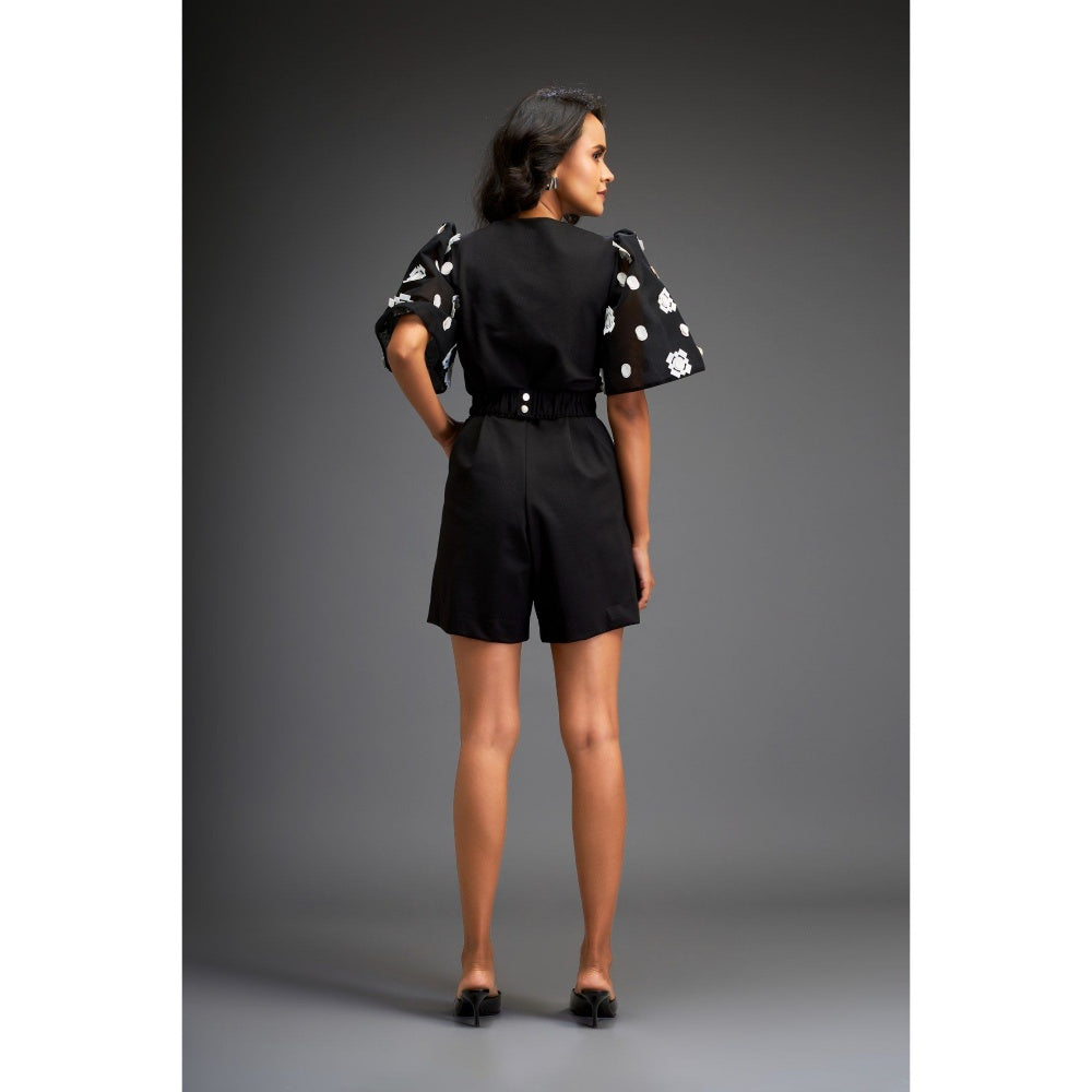 Deepika Arora Woemns Black Playsuit with Belt