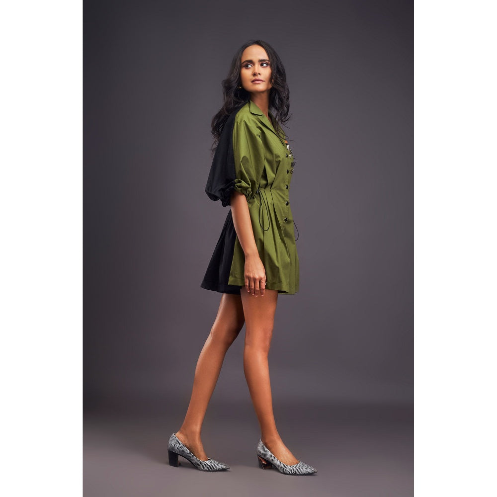 Deepika Arora Embellished/Sequined Green Playsuit