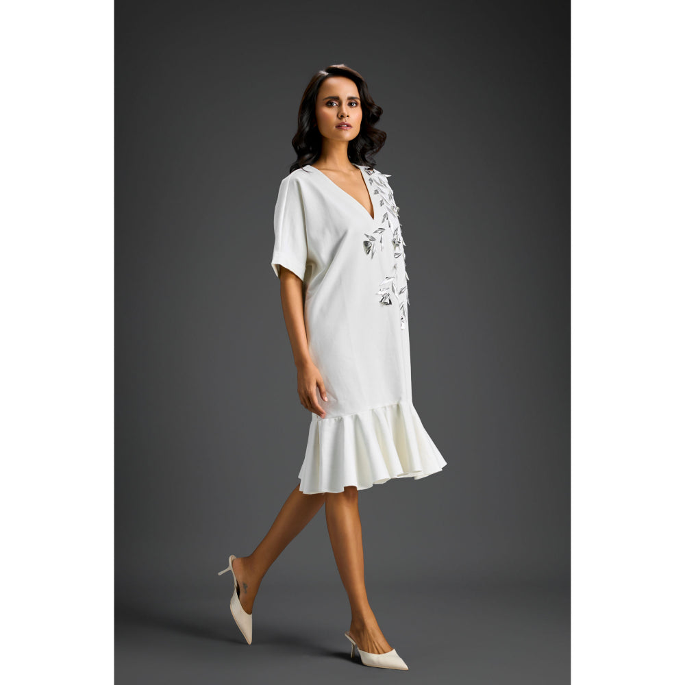 Deepika Arora Womens Embroidered White Dress
