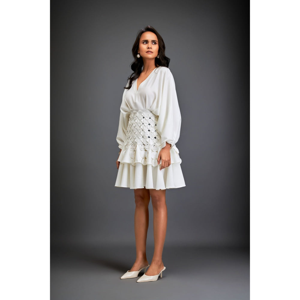 Deepika Arora Womens Embroidered White Dress