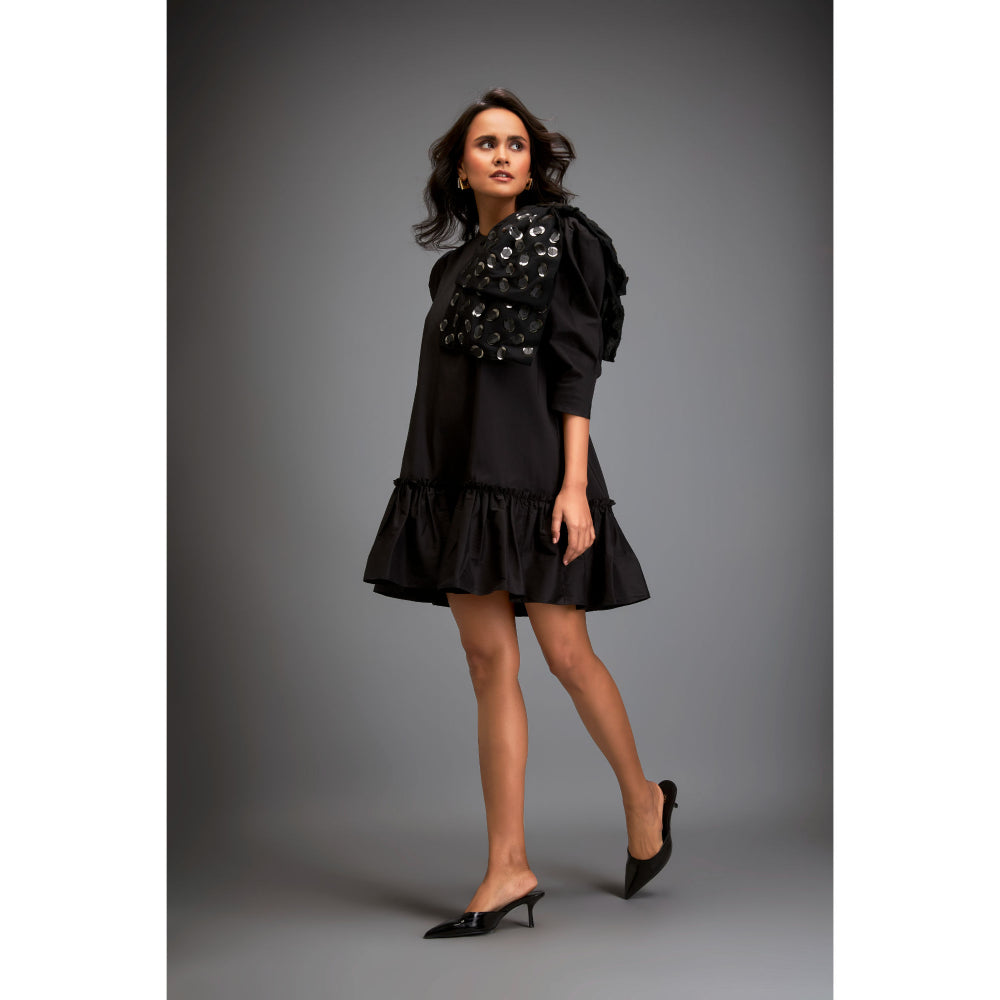 Deepika Arora Womens Embellished Black Dress