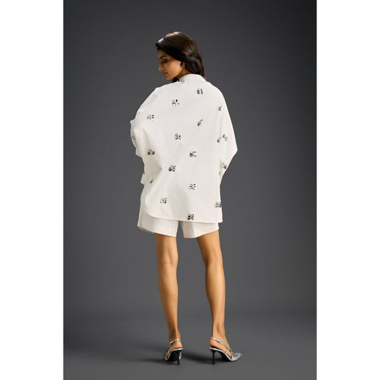 Deepika Arora White Embellished/Sequined Co-Ord (Set of 2)