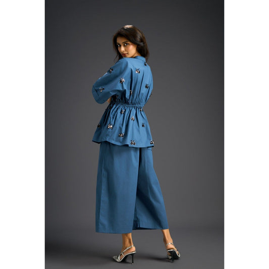 Deepika Arora Blue Embellished/Sequined Co-Ord (Set of 2)