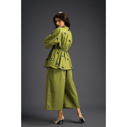 Deepika Arora Green Embellished/Sequined Co-Ord (Set of 2)