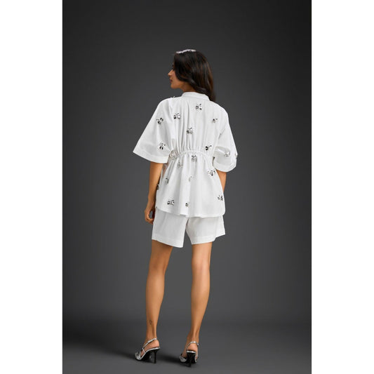 Deepika Arora White Embellished/Sequined Co-Ord (Set of 2)