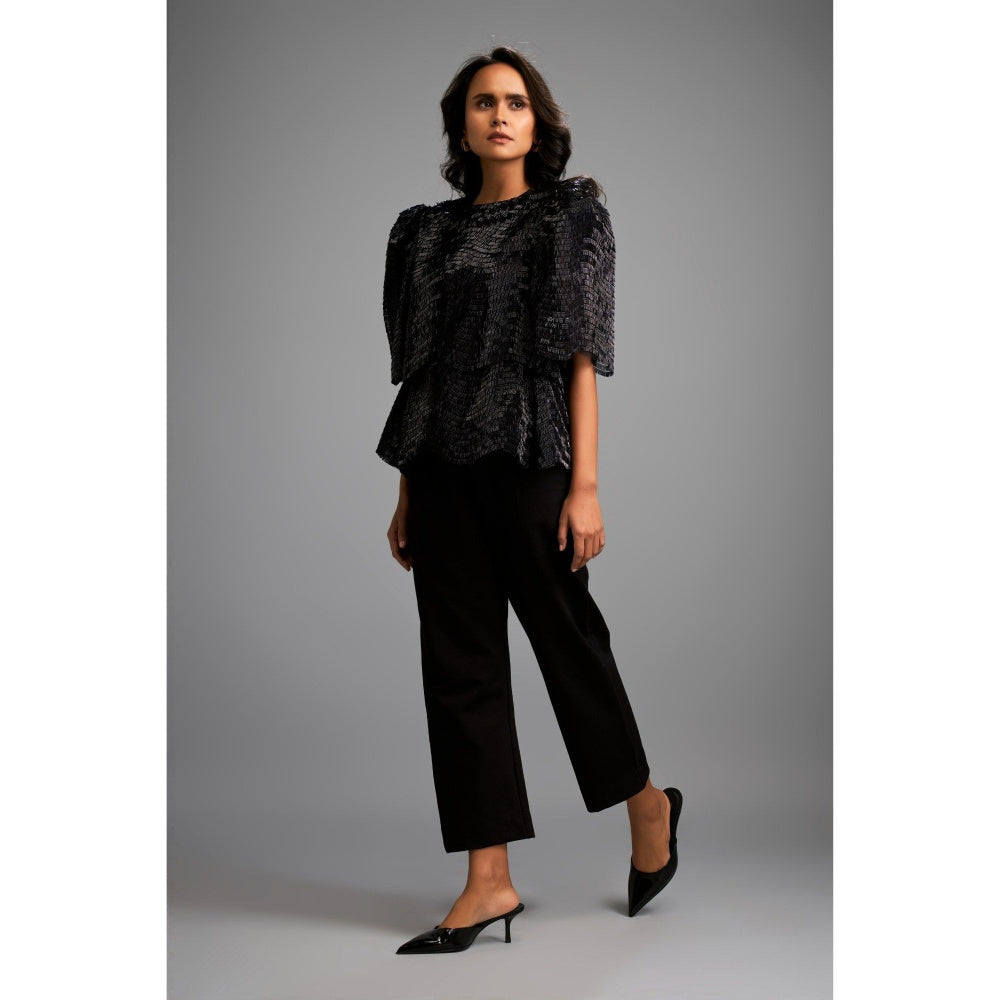 Deepika Arora Black Textured Co-Ord (Set of 2)