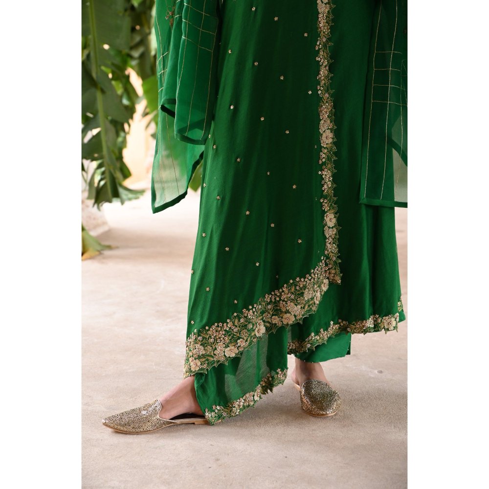 DEEPTHEE Green Cross Over Kurta (Set of 3)