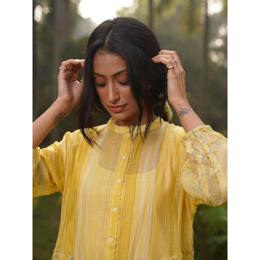 Dhaari by Deepika Handwoven Dress with Hand Paint & Kantha Embroidery with French Knots