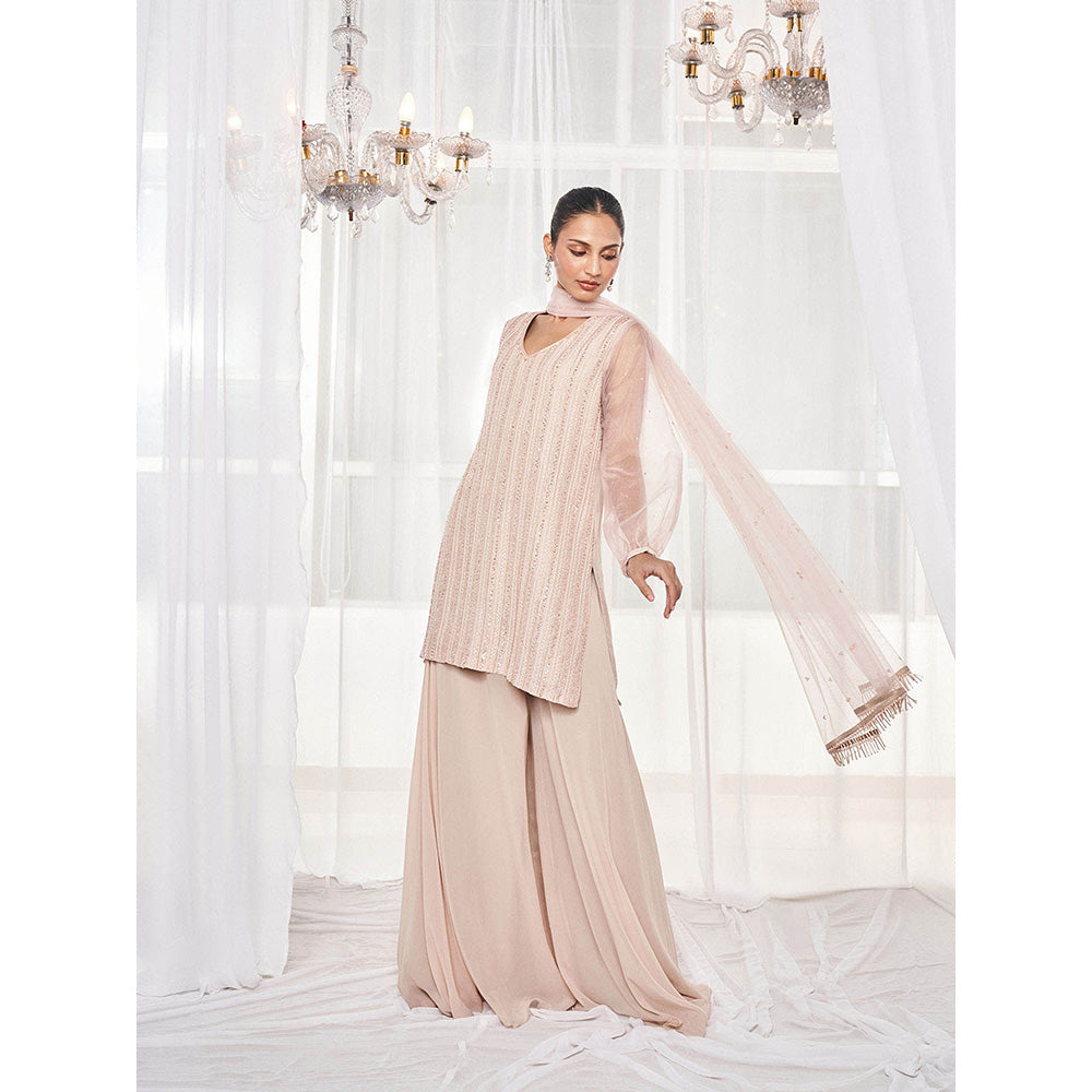 DISHA MUCHHALA Pink Kurta with Sharara and Dupatta (Set of 3)