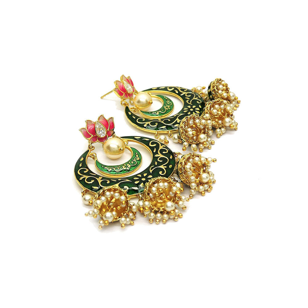 Divino Majestic Green Chandbali