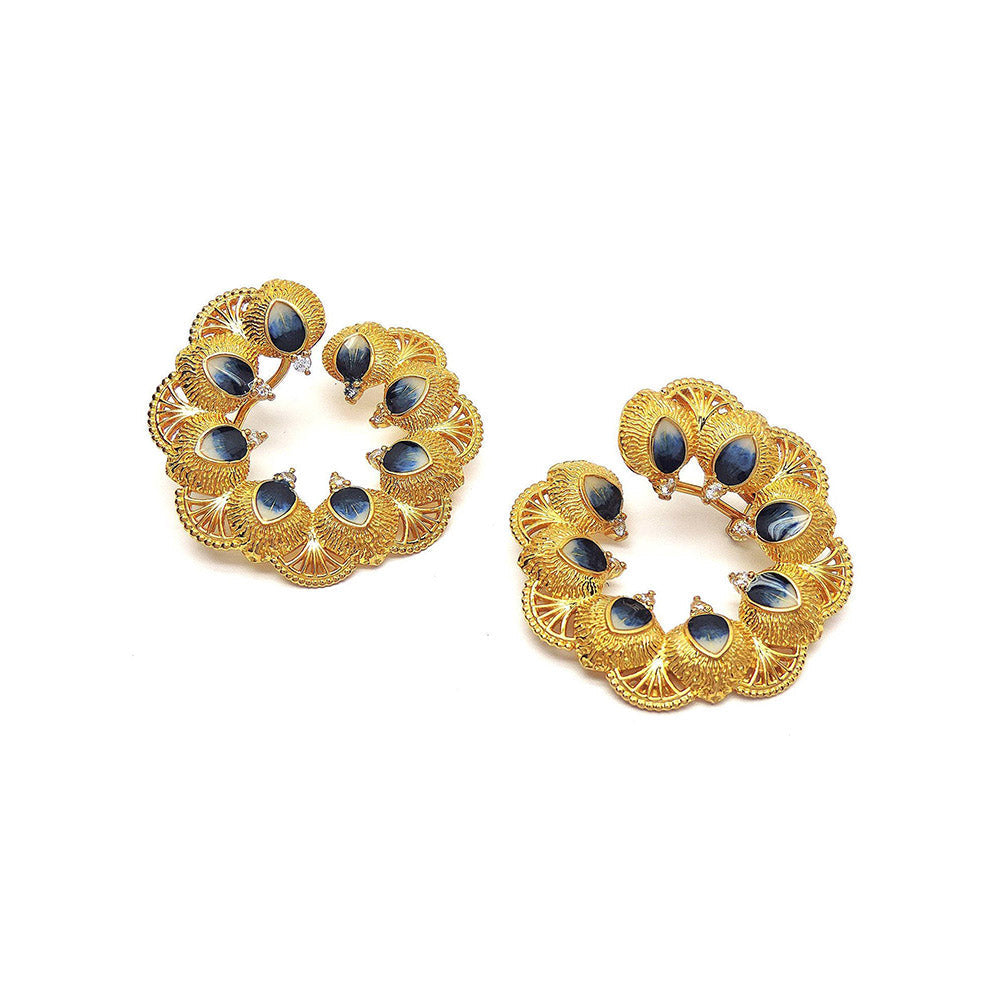 Divino Blue Weaved Feathers Earrings