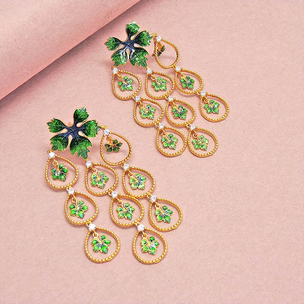 Divino Green Morning Petals Earrings