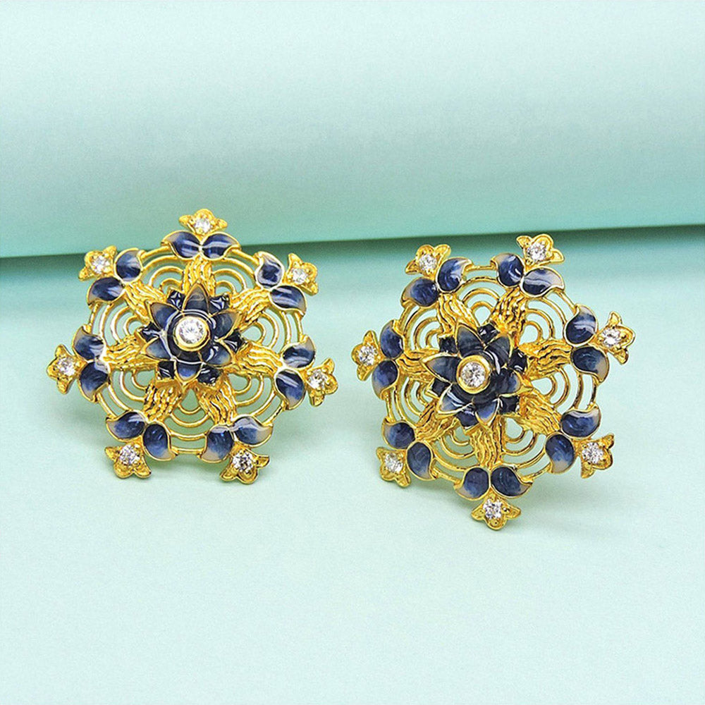 Divino Blue Whisper Meenakari Studs