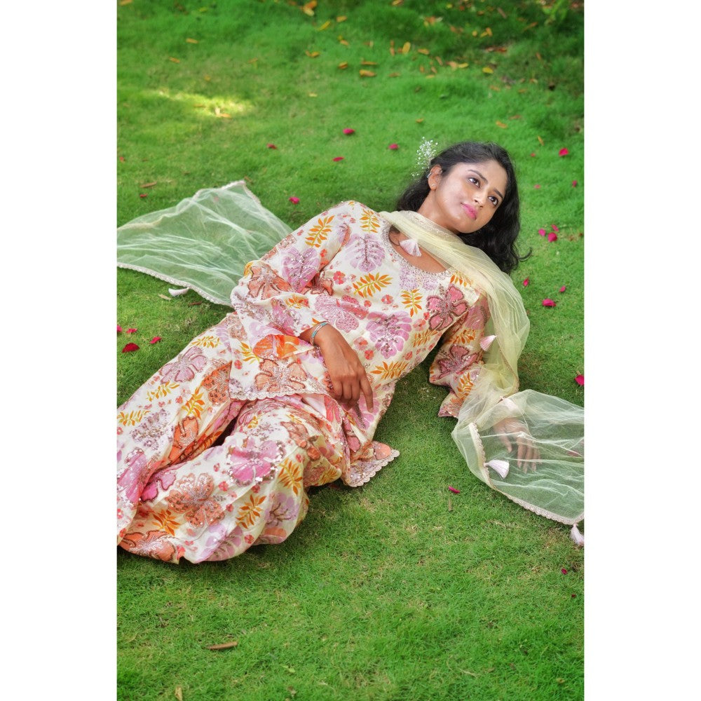 DIVYA SAMAL Pink Noor Embellished Kurta and Pant with Dupatta