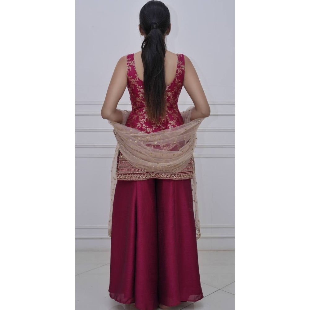 DIVYA SAMAL Magenta Elsey Embellished Kurta and Sharara with Dupatta