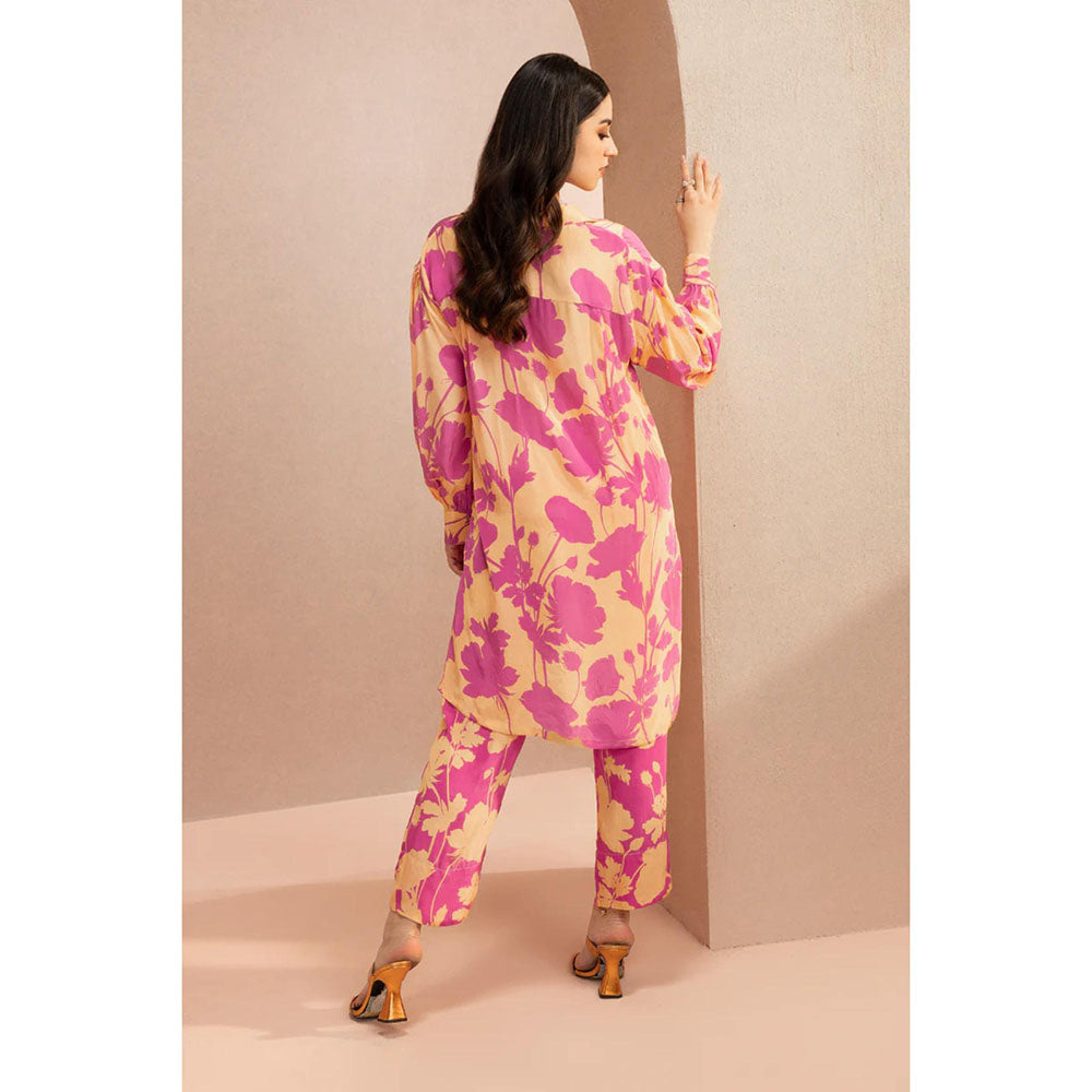 DOHR INDIA Emily Orange Floral Printed Crepe Co-Ord (Set of 2)