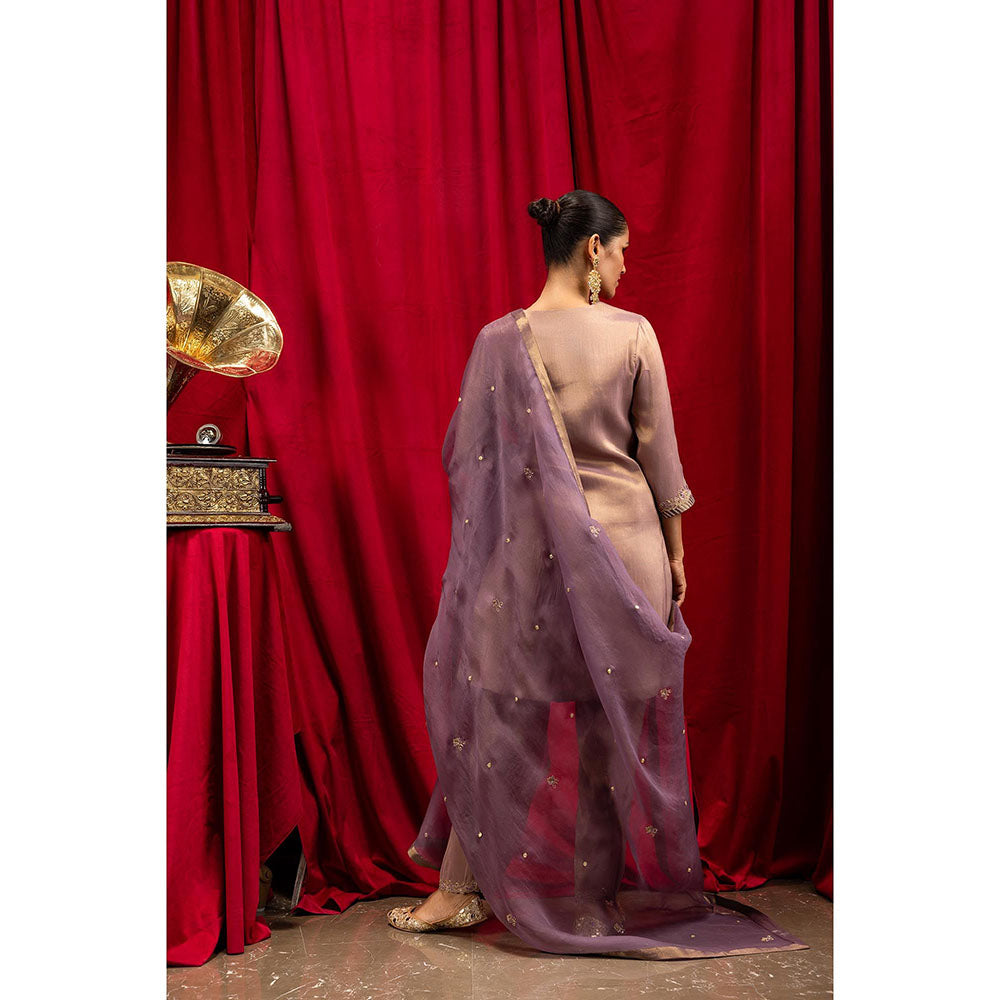 DOHR INDIA Saanvi Pink Tissue Short A-Line Kurta with Salwar and Dupatta (Set of 3)