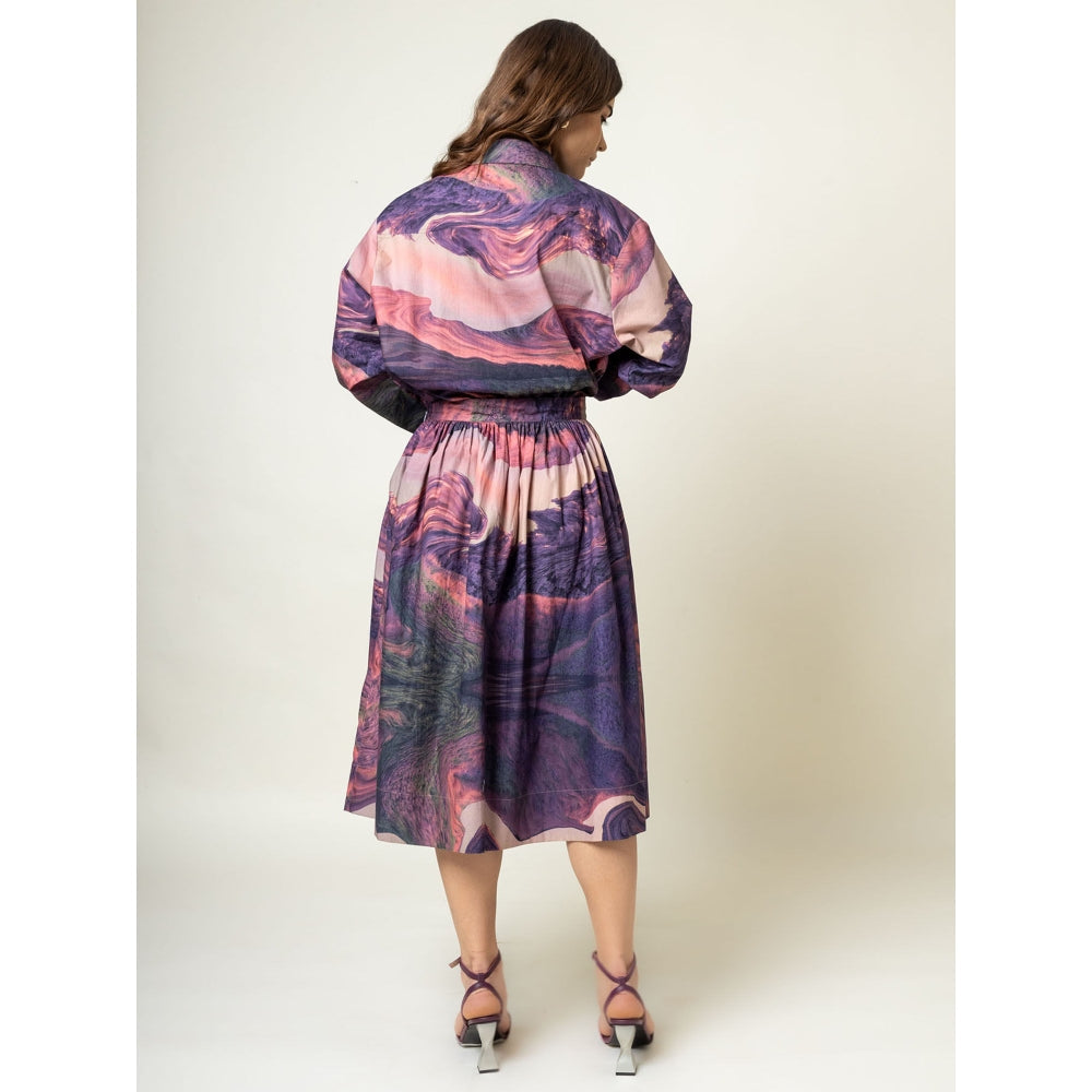 Doodlage Women Purple Printed Midi Skirt