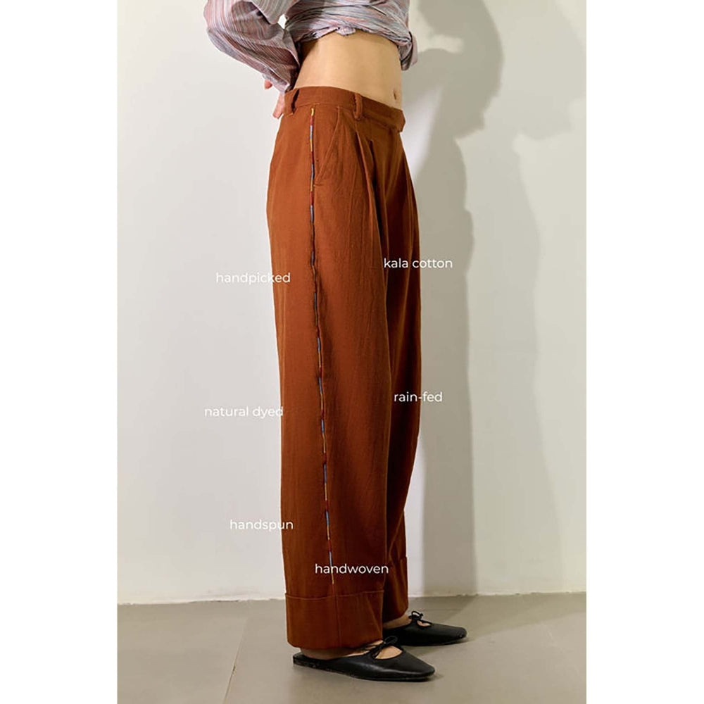 Doodlage Women Brown Cotton Jacket with Pant