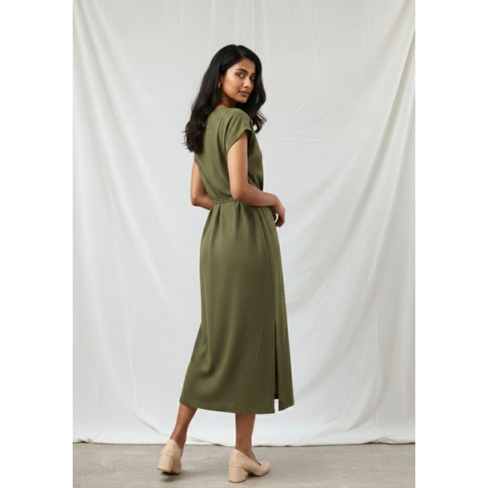 Doodlage Erna Olive Midi Dress with Belt