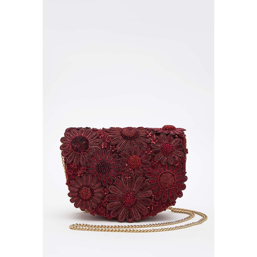 DOUX AMOUR Fiona Maroon Clutch