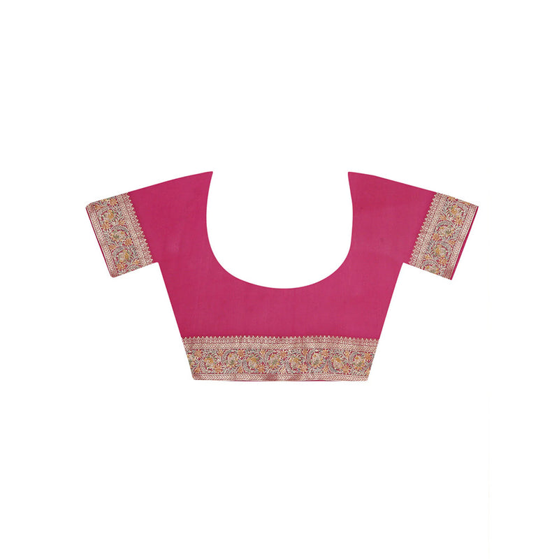 Dress & Dazzle Ombre Pink Khaddi Georgette Silk Saree with Unstitched Blouse