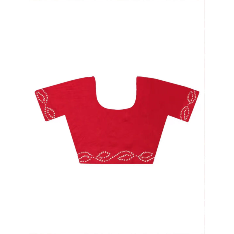 Dress & Dazzle Red Gharchola Gajji Silk Saree with Unstitched Blouse