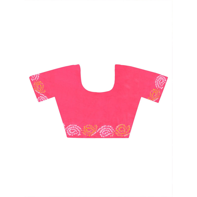 Dress & Dazzle Carrot Pink Gharchola Silk Saree with Unstitched Blouse