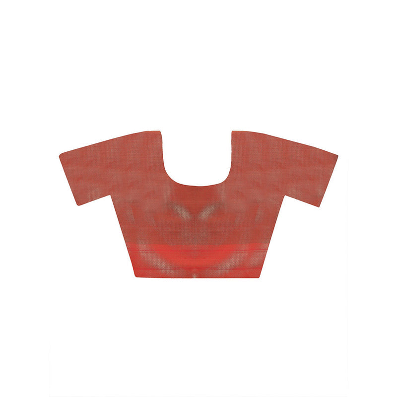 Dress & Dazzle Brick Red Katan Silk Saree with Unstitched Blouse