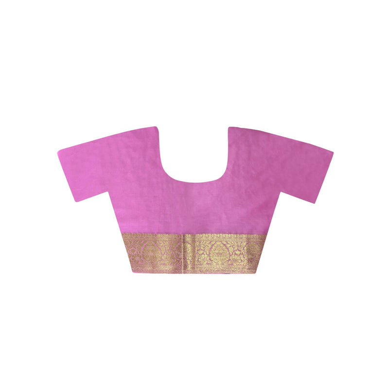 Dress & Dazzle Onion Lavender Georgette Saree with Unstitched Blouse