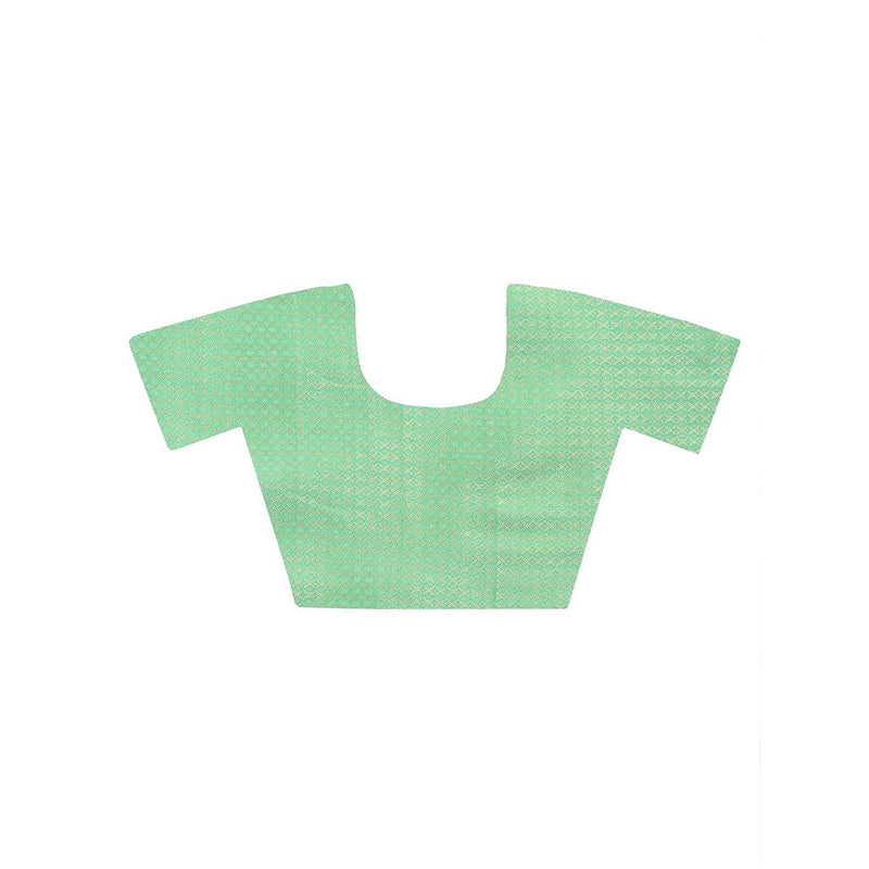 Dress & Dazzle Women Neon Mint Green Katan Silk Saree with Unstitched Blouse