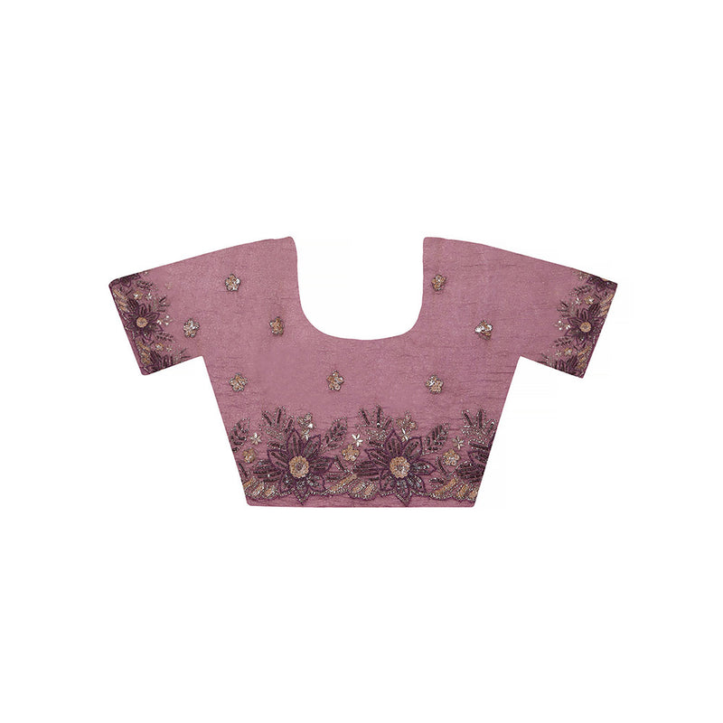 Dress & Dazzle Dusty Mauve Crepe Organza with Unstitched Blouse