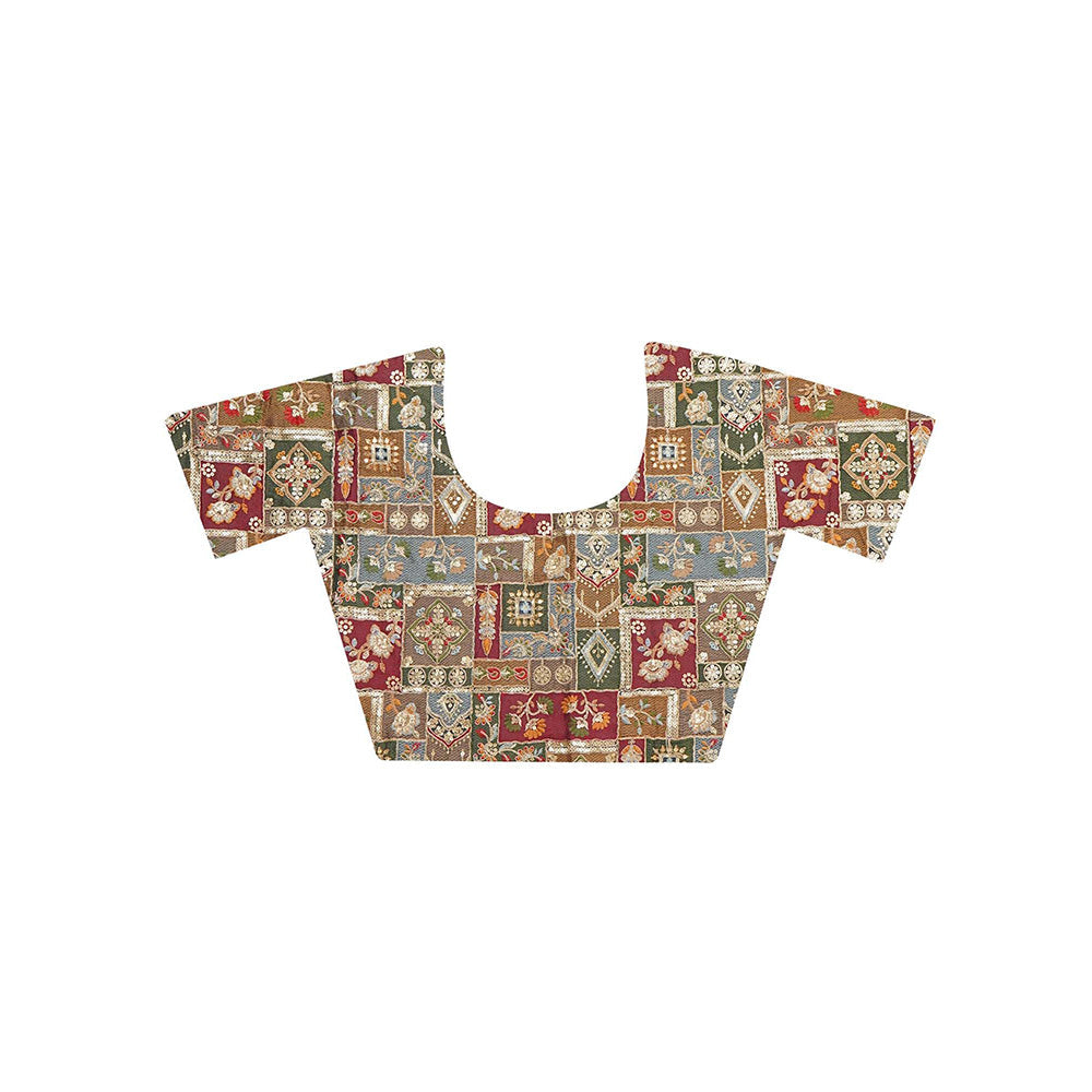 Dress & Dazzle Gold Net Saree with Unstitched Blouse
