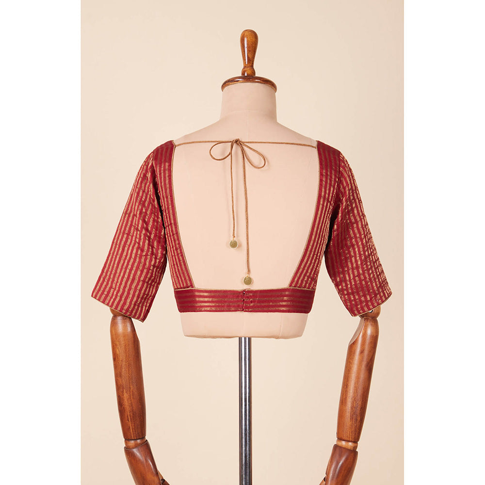 Dressfolk Handwoven Vintage Red Stitched Blouse