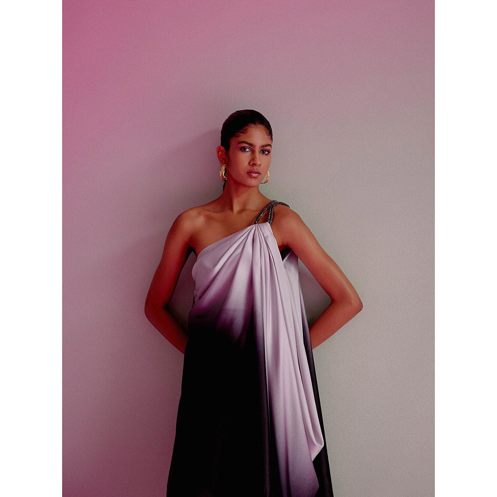 DRISHTI CHHABRAA Black Ombre Rhinestone Strap Dress