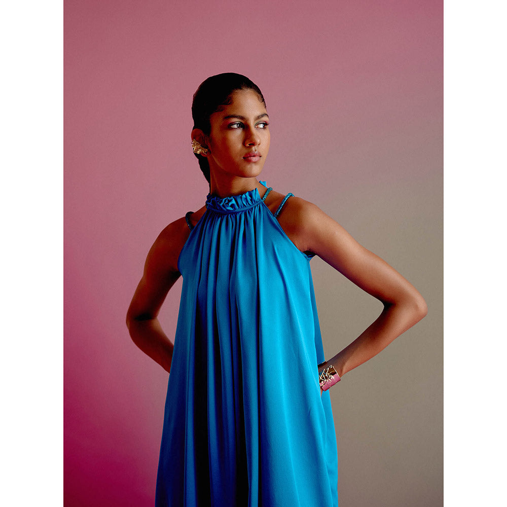 DRISHTI CHHABRAA Rouched Rhinestone Neck Line Co-ord (Set of 2)