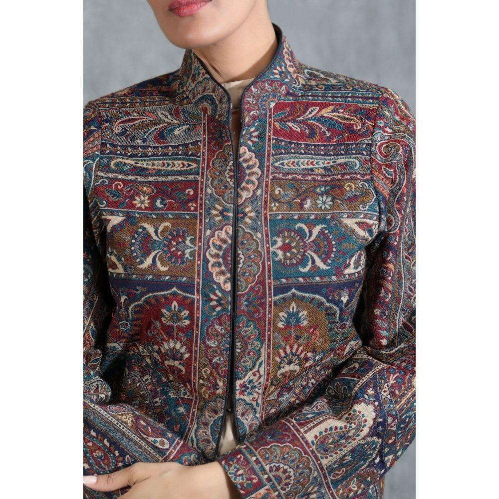 Dusala India Handwoven Pashmina Vintage Full Jacket With Paisley Design