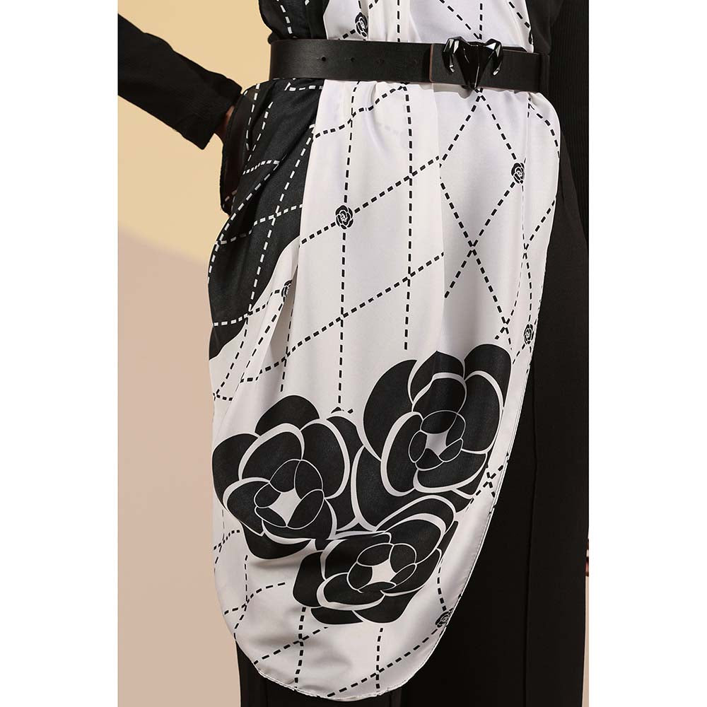 Dusala India Black Printed Kira Silk Scarf