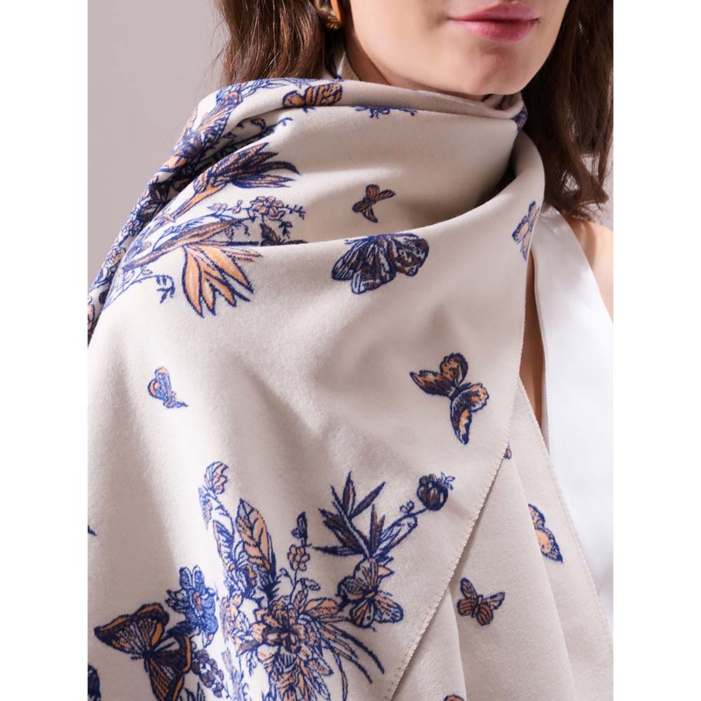 Dusala India Neya Off White Heritage Cashmere Stole