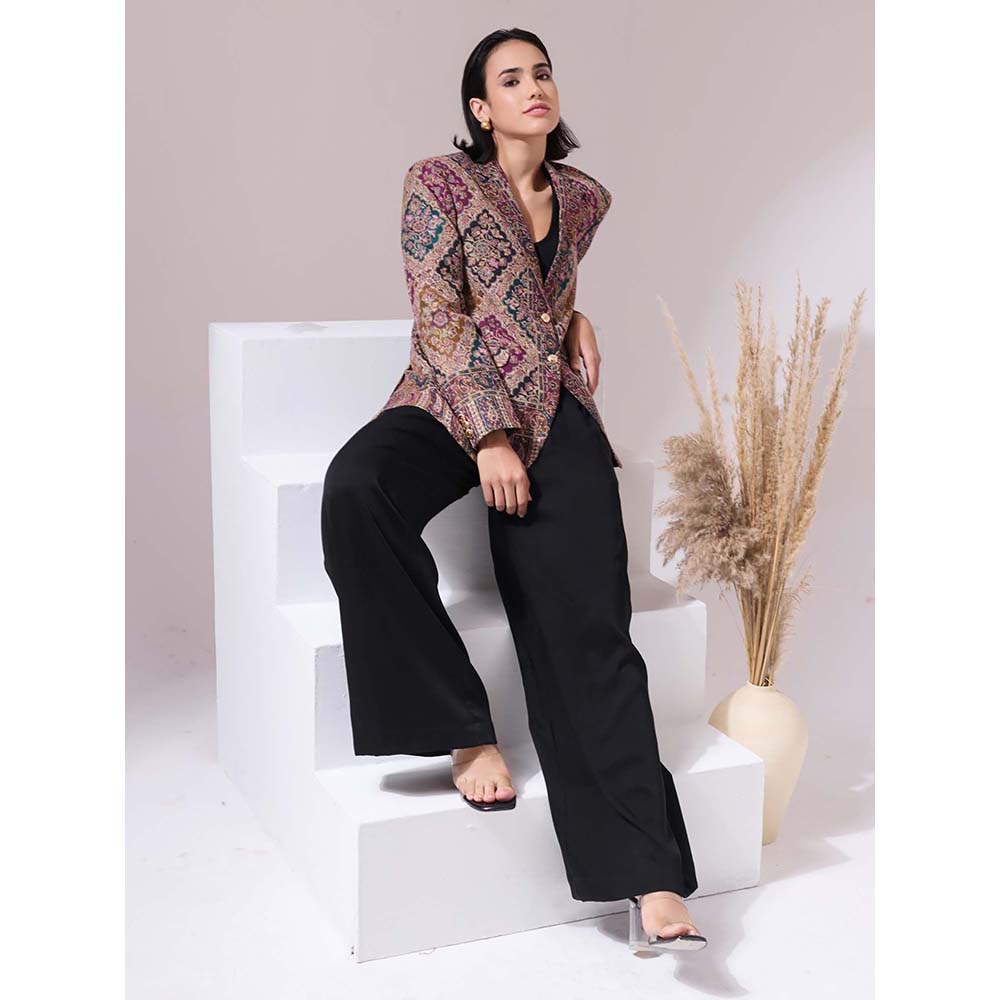 Dusala India Teertha Fine Wool Silk Multi-Color Blazer