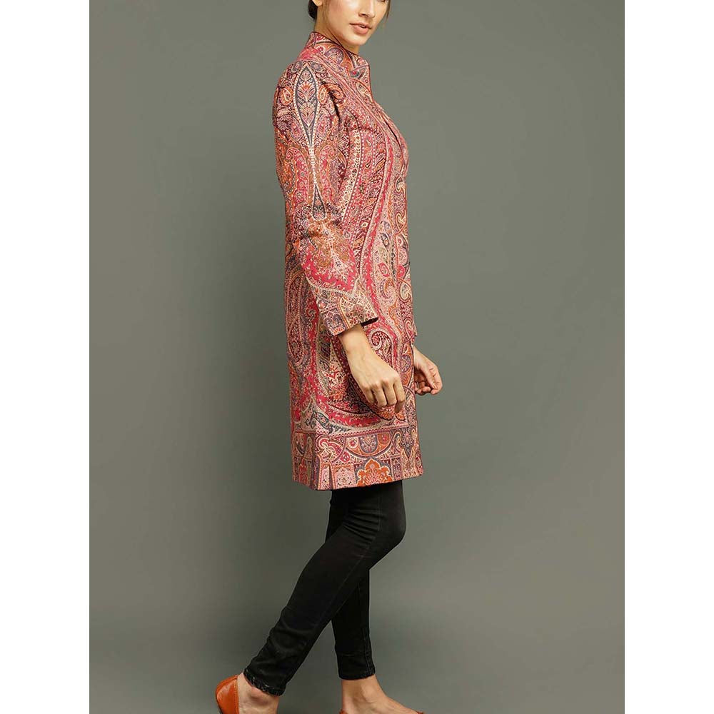 Dusala India Long Paisley Vintage Red Coat