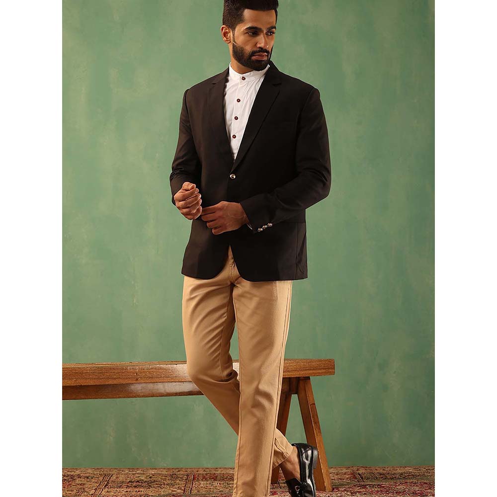 Dusala India Black Aron Solid Blazer