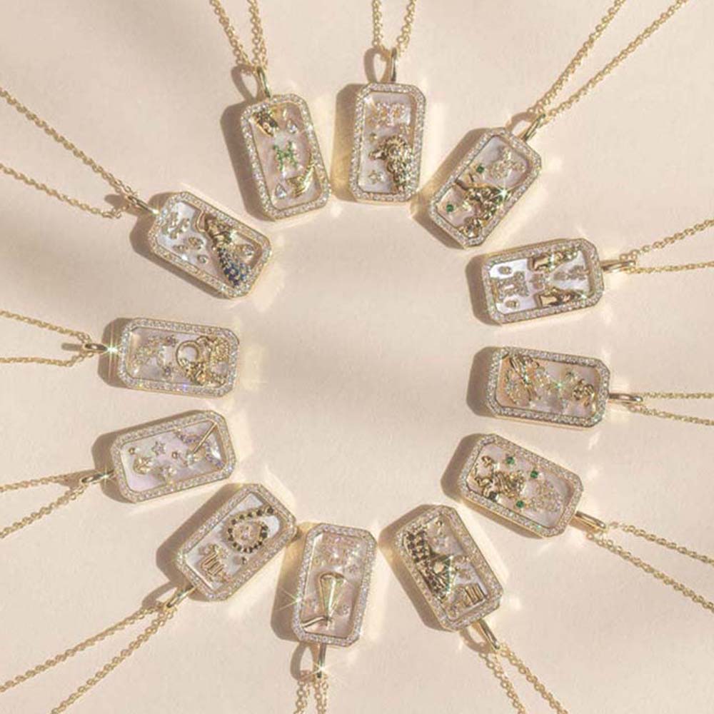 Dusala India White Pisces Zodiac Pendant 18K Gold-Plated Necklace