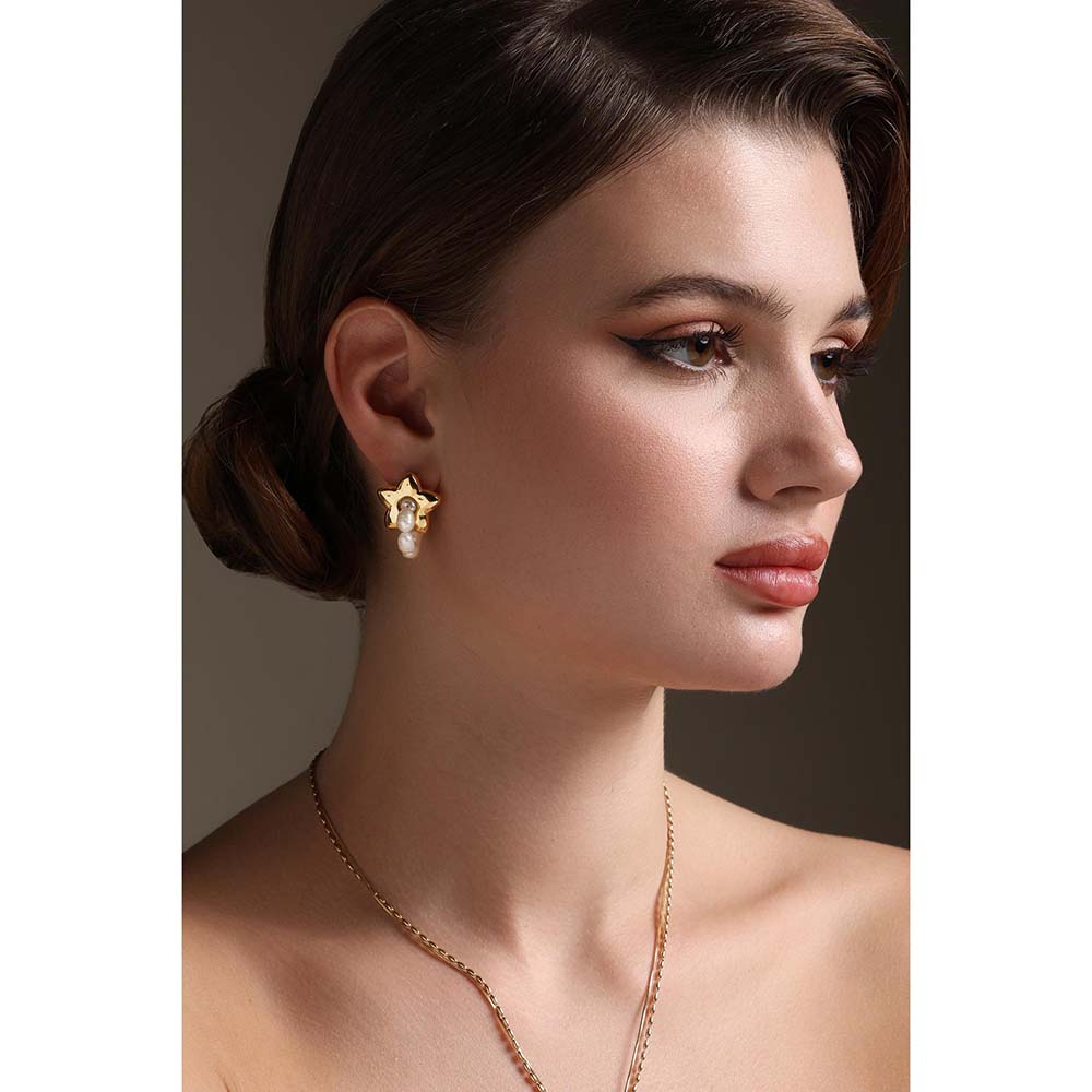 Dusala India White Starry Luxe Earrings