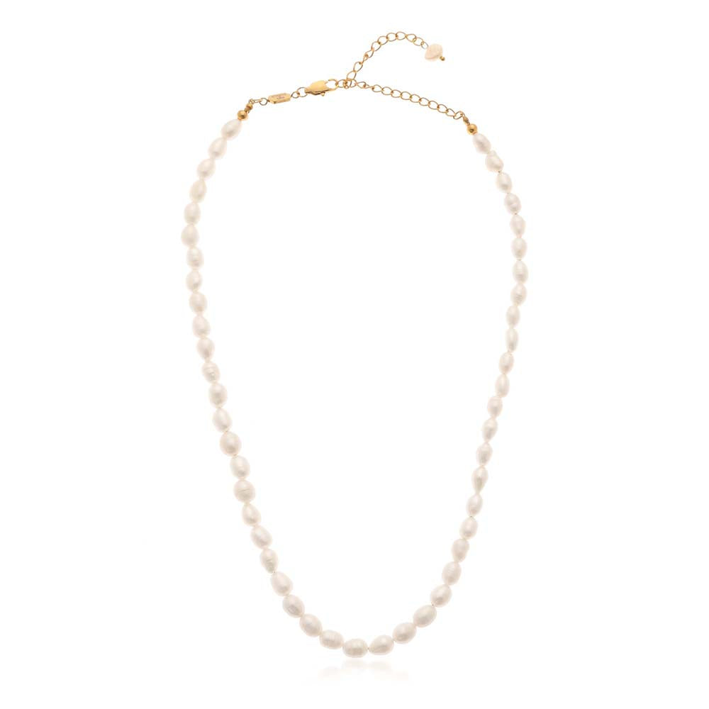 Dusala India White Clavicle Pearl Grace Necklace