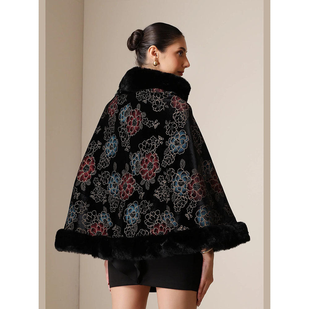 Dusala India Dusala Noir Bloom Vegan Fur Cape