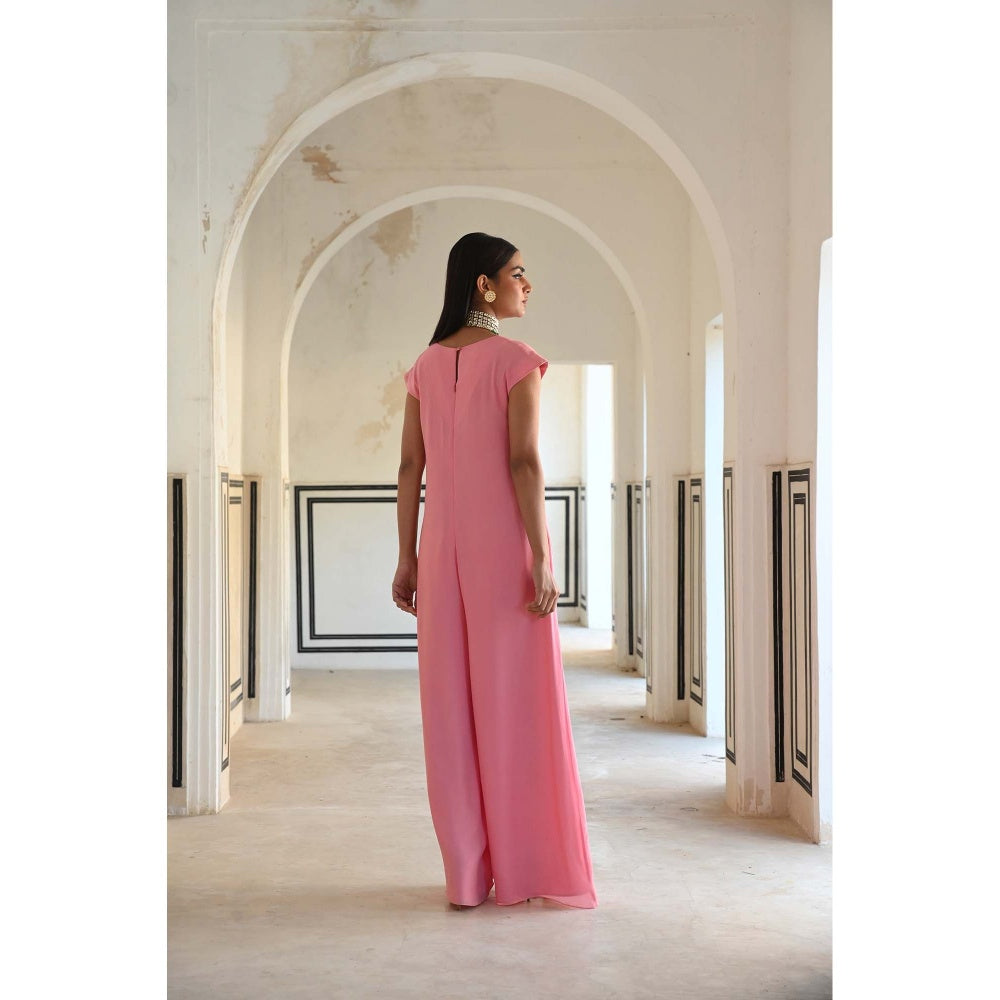 Ease Clothing Pink Big Butti Embroidered Loose Jumpsuit