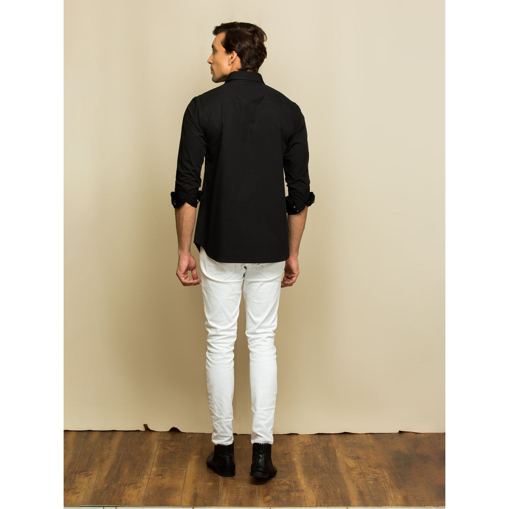 Echke Black Shirt with Rivets on The Placket
